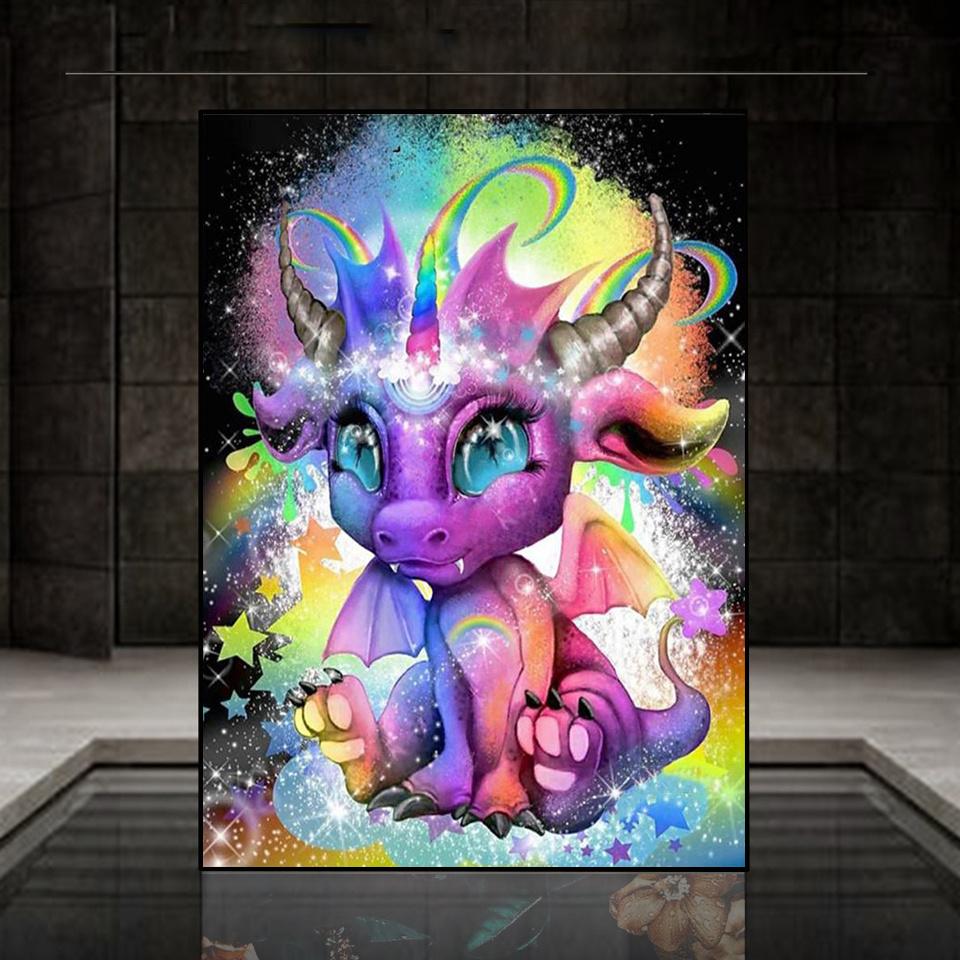 DIY Diamond Painting Cute Dragon Cross Stitch Kit Mosaic Art Diamond Painting Full Circle/Square Diamond Home Decoration