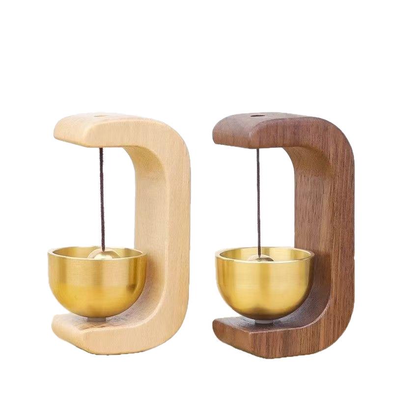 Магнитный деревянный дверной звонок в стиле дофамин: Вдохновленная китайской культурой подвеска-колокольчик для входов в магазины