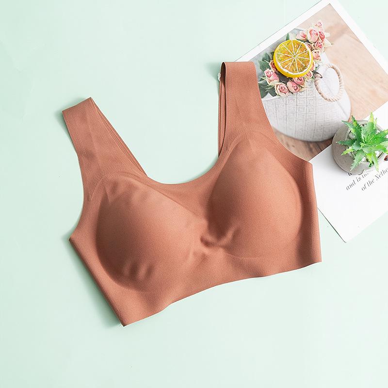 One-piece seamless silk rimless bra smooth thin mulberry silk underwear removable high elastic breathable