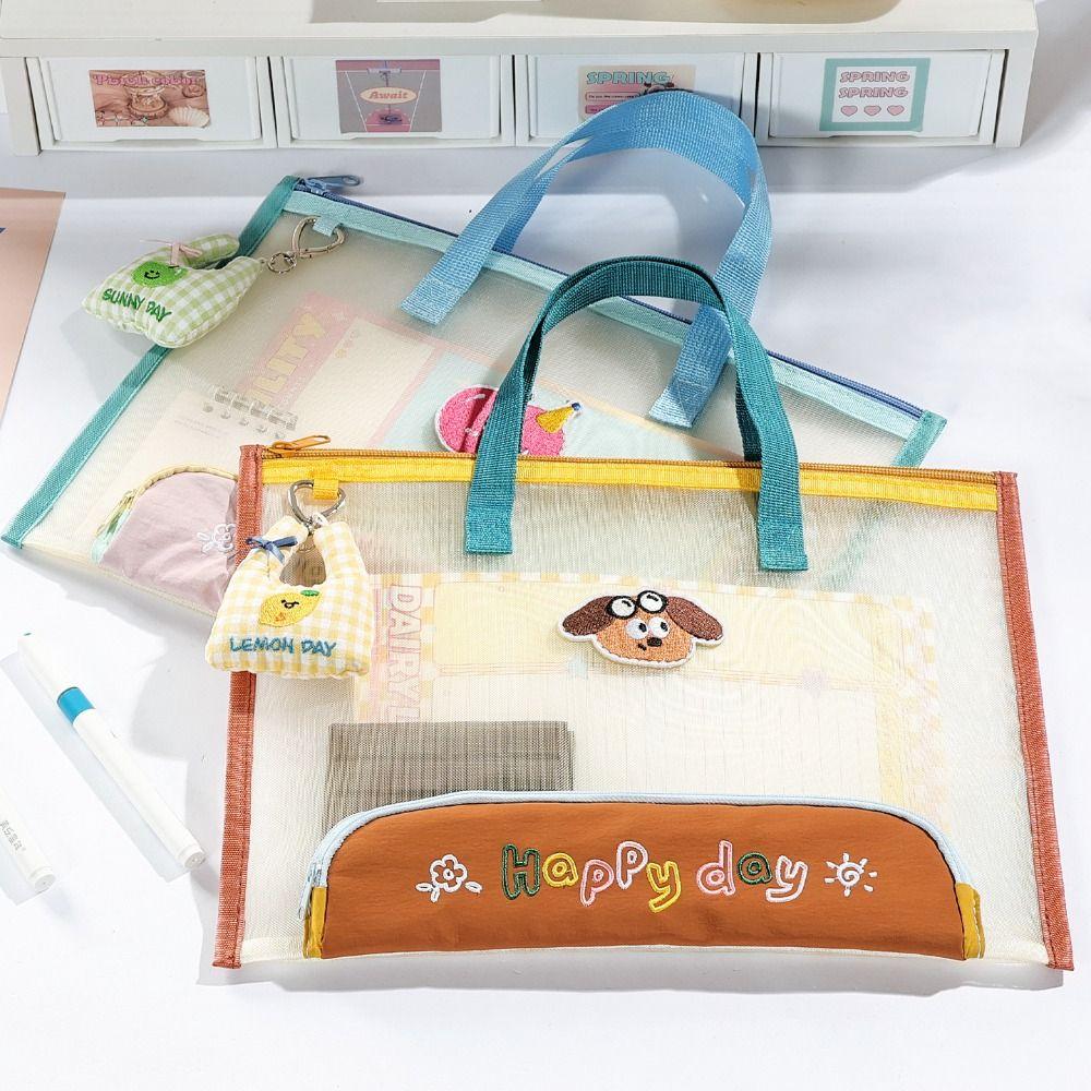 with Pencil Case File Bag Clear Visible Tuition Bag Kawaii Document Bag  Gift