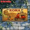 Печать, , Винтажная металлическая номерная табличка, Настенное искусство для улицы, Алюминиевая табличка с номером ROMA с и Вино, для дома, бара, кафе, гаража