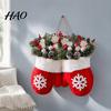 Hanging Door Ornament for Holiday Christmas Mitten/Stocking Wreath, Decorative Artificial Wreath with Berries Pine Cones, Branches, Decoration