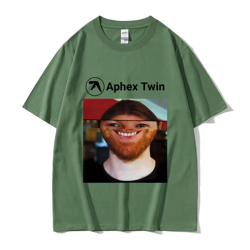 Певец Aphex Twin Лицо Смешной Мем Футболка Мужская Женская Мода Винтажная Оверсайз Уличная Одежда Унисекс Повседневная Мягкие Хлопковые Футболки Топы