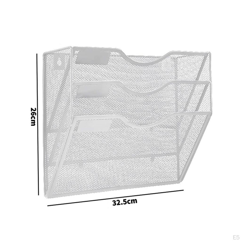 Сетчатый держатель для файлов для настенного крепления, органайзер для книжной полки с 3 ярусами для журналов и газет