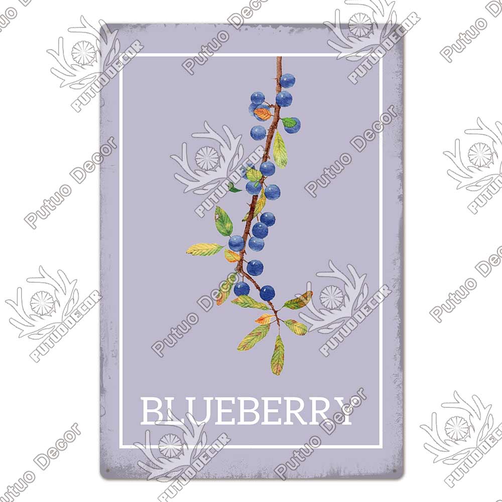 Putuo Decor Фрукты Винтажная Жестяная Табличка Металлическая Пластина Ретро Настенное Искусство Декор Гостиная Ферма Сад Кухня Железная Роспись