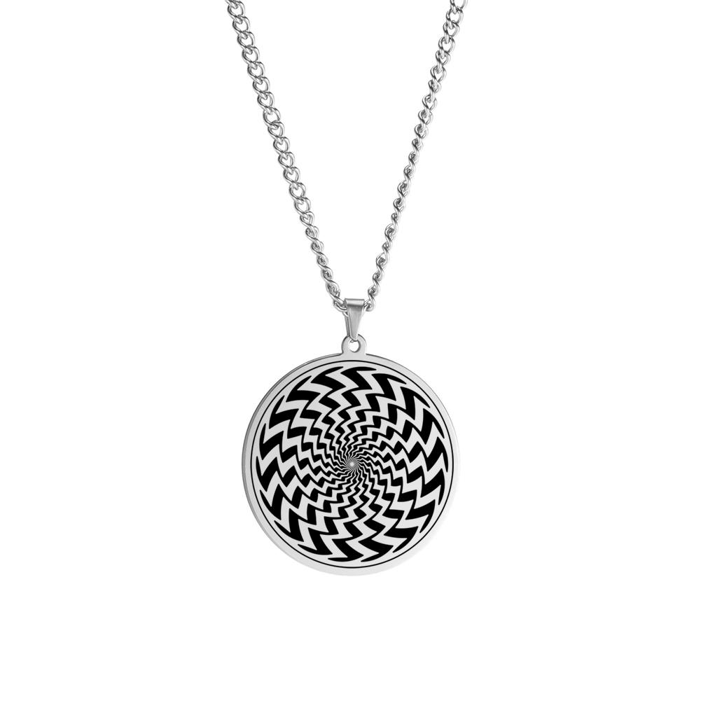 Dawapara The Illusion of Amulet Pendant Necklace Geometric Hypnosis Talisman Stainless Steel Jewelry Gift for Men Women