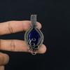 Кулон с синим сапфиром, Кулон с драгоценным камнем ручной работы, Кулон, обернутый медной проволокой 999 пробы, Антикварное украшение, Для подарка на помолвку
