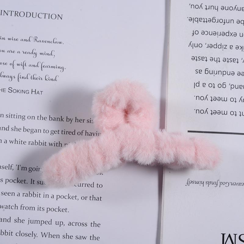 Женский коготь для волос, плюшевый зажим, милый корейский осенне-зимний однотонный, элегантный, акриловый, пушистый