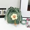 Повседневная универсальная наплечная сумка женская сумка маленькая свежая сумка-ведро на шнурке милая цветочная холщовая сумка-мессенджер