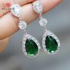 Роскошные элегантные свадебные серьги для невесты с зеленым/синим фианитом, модные, универсальный дизайн, женские висячие серьги, вечерние украшения