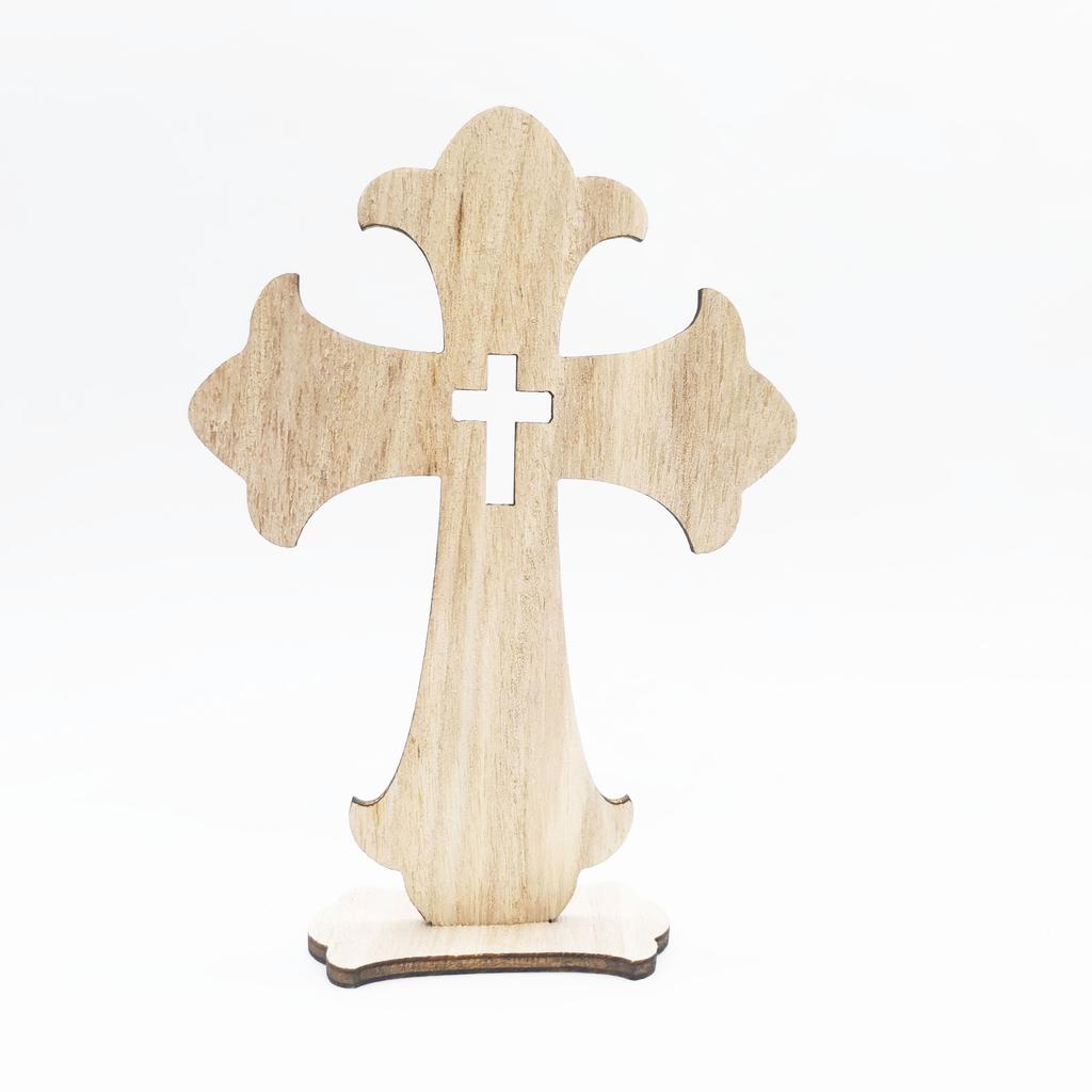 10 PCS Wooden Cross Crafts Creative Festival Accessories Wooden Set Cross Craft Ornament