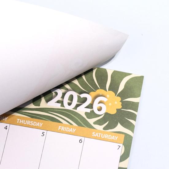 Магнитный настенный календарь с цветочным дизайном 2026 Ежемесячный обзорный планировщик Плотная бумага Вместительный