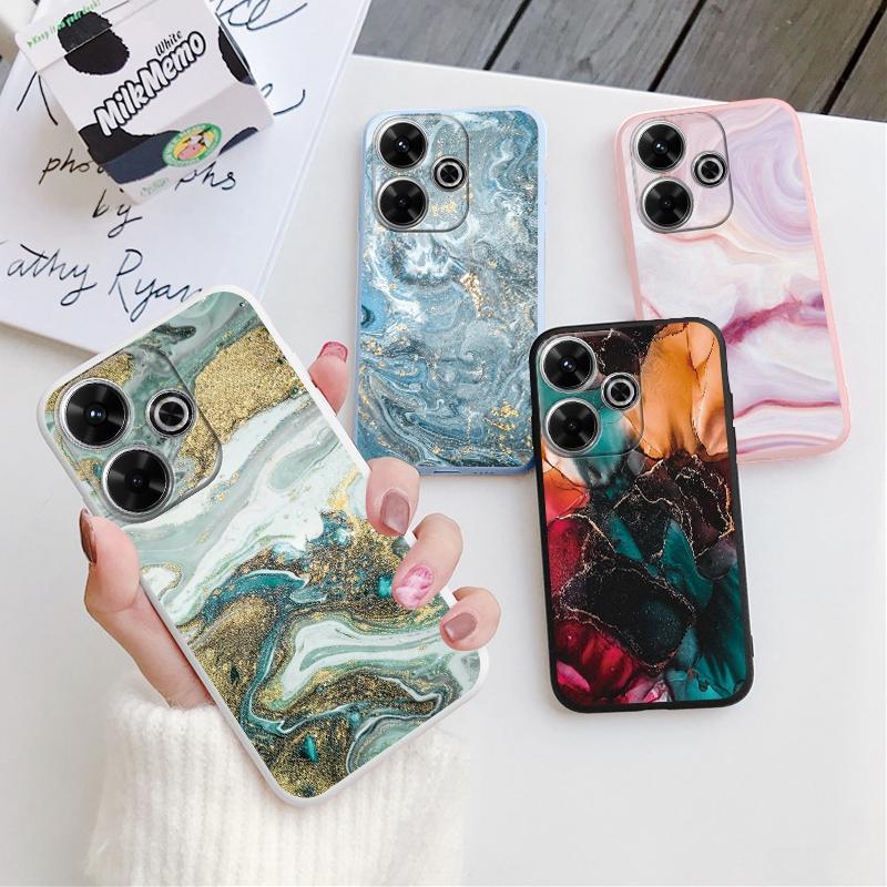 Fashion Marble Soft Silicone Case For Xiaomi Redmi Note 13 Pro 13C Samsung A35 A55 M35 M34 iPhone Huawei Honor 200 Camera Protective Shockproof Cover