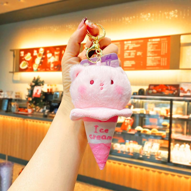 Animal Ice Lovely Cream Hanging Ornament Plush Keychain Souvenir Accessory Car