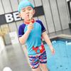 Toddler Boys Rashguard Two Pieces Swimsuit Set Swimwear Short Sleeve Cute Cartoon Crab Bathing Suit Rash Guards with Swim Cap 2-13Y