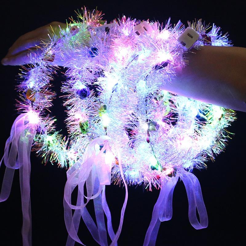 2 шт., женская, для девочек, светящаяся, кошачья, кроликовая, рожковая, ободок для волос, светящаяся, вспышка, цветок, светодиодная, неоновая, на день рождения, свадьбу, вечеринку, принадлежности