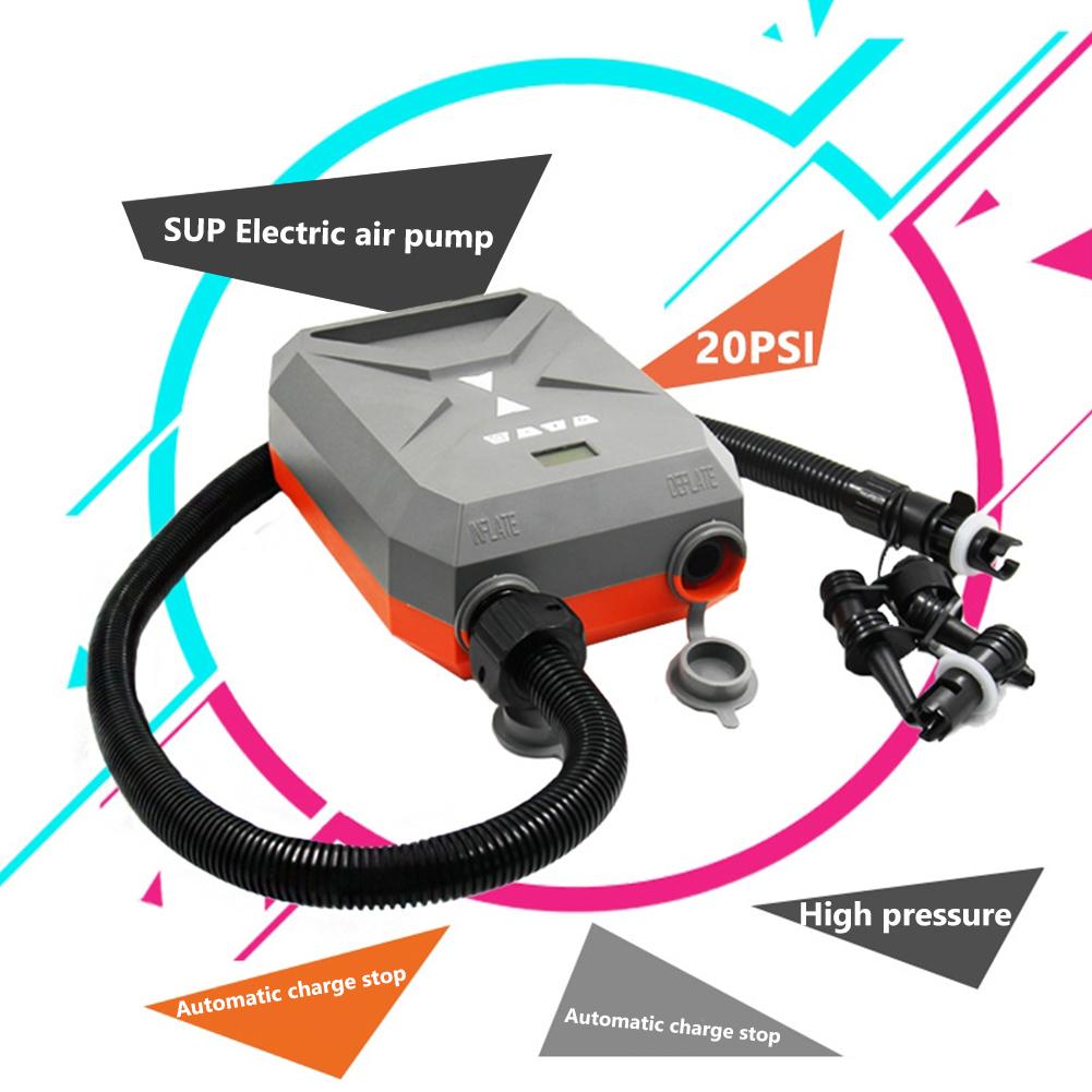 Электрический воздушный насос 20psi, воздушный компрессор высокого давления с 6 насадками для каяка, лодки, бассейна, воздушные подушки
