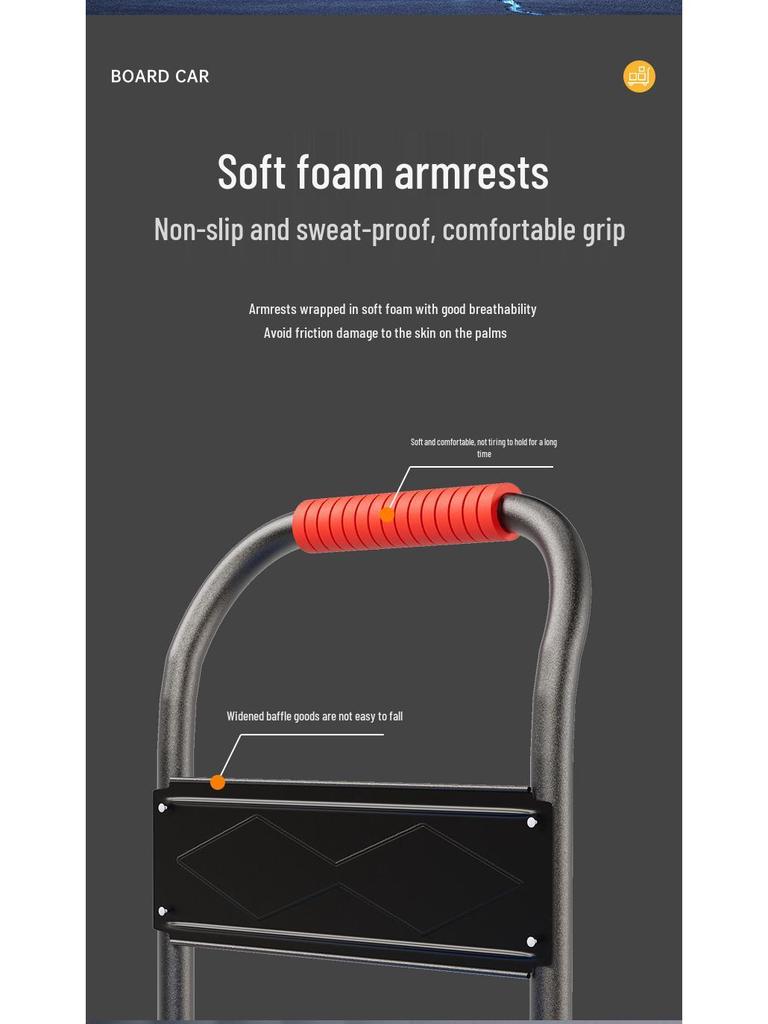 Silent Folding Flatbed Hand Truck - Portable Thickened Plastic Cart for Household Use