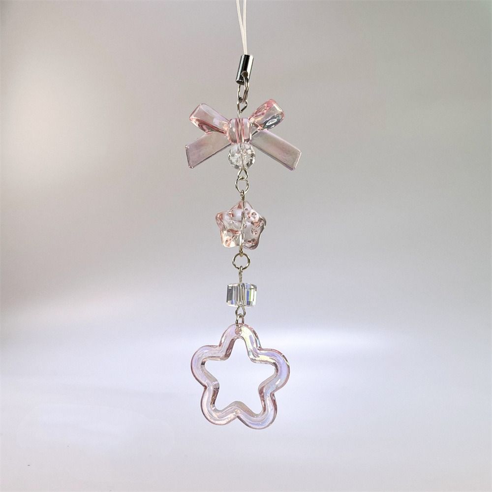 Pink Kawaii Y2K Star Phone Charms Pendant Cute Butterfly Bead Handmade Sweet Girl Keychain For Camera New
