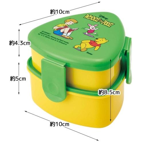 Skater Antibacterial Triangular Rice Ball Lunch Box Two Tiers 500ml Rice Ball Case Microwave Safe Cute Children Disney Winnie the Pooh Retro Pooh ONWT