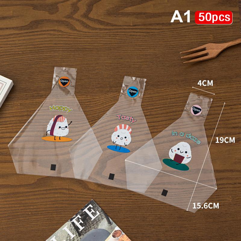 50/100 шт., симпатичные мультяшные треугольные рисовые шарики, упаковочная сумка, водоросли, онигири, суши, бэнто, форма для приготовления, аксессуары для бэнто, сумки для суши