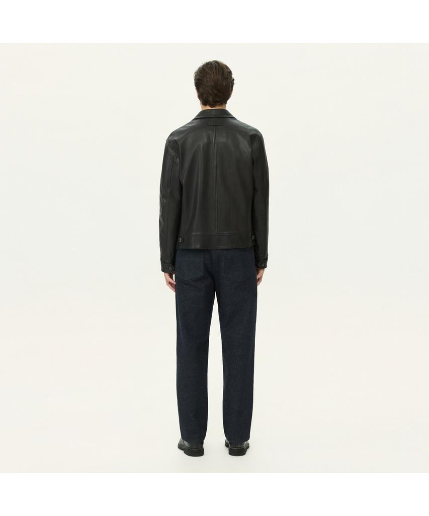 Henry Cottons Vegetable Leather Zip-Up Jacket Ahudm26111Bkx