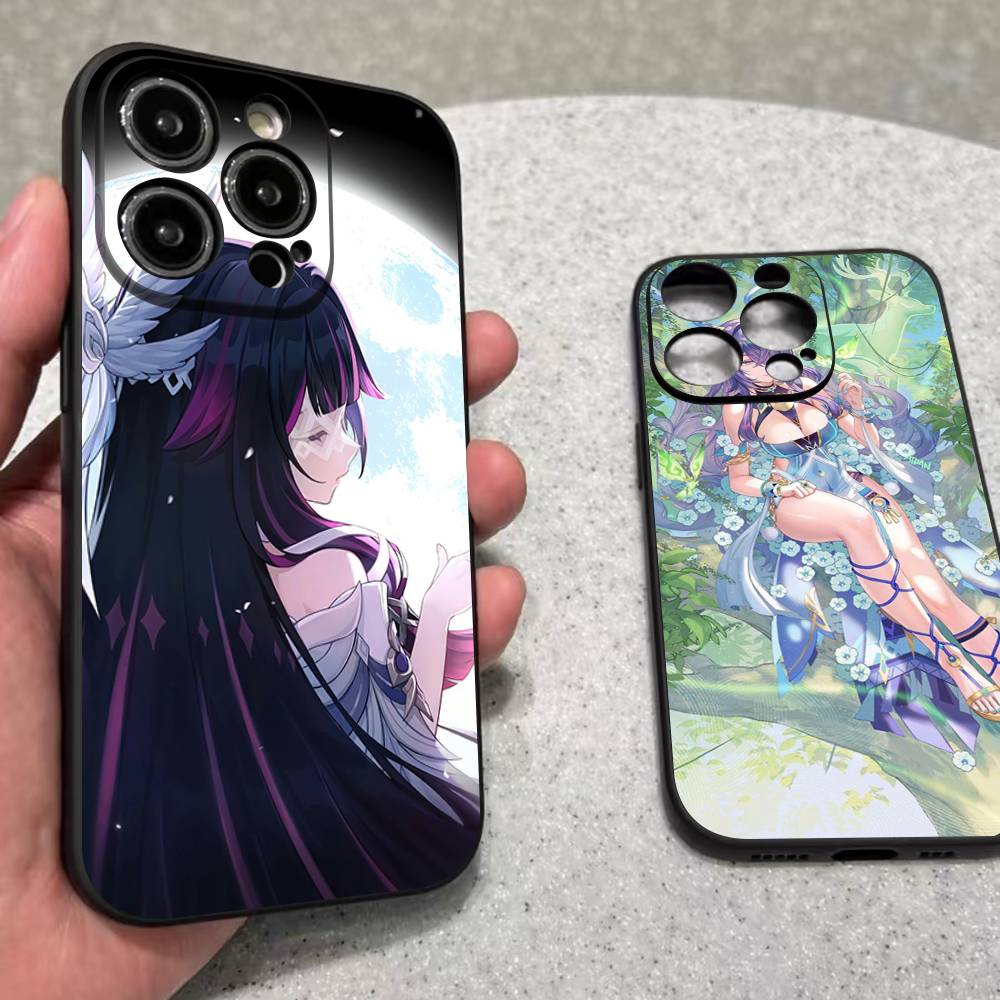 Чехол для телефона Genshin Impact Песня Вечного Моря Для iPhone 17 Air 16 15 14 Plus 13 12 Mini 11 Pro Max Черный Чехол
