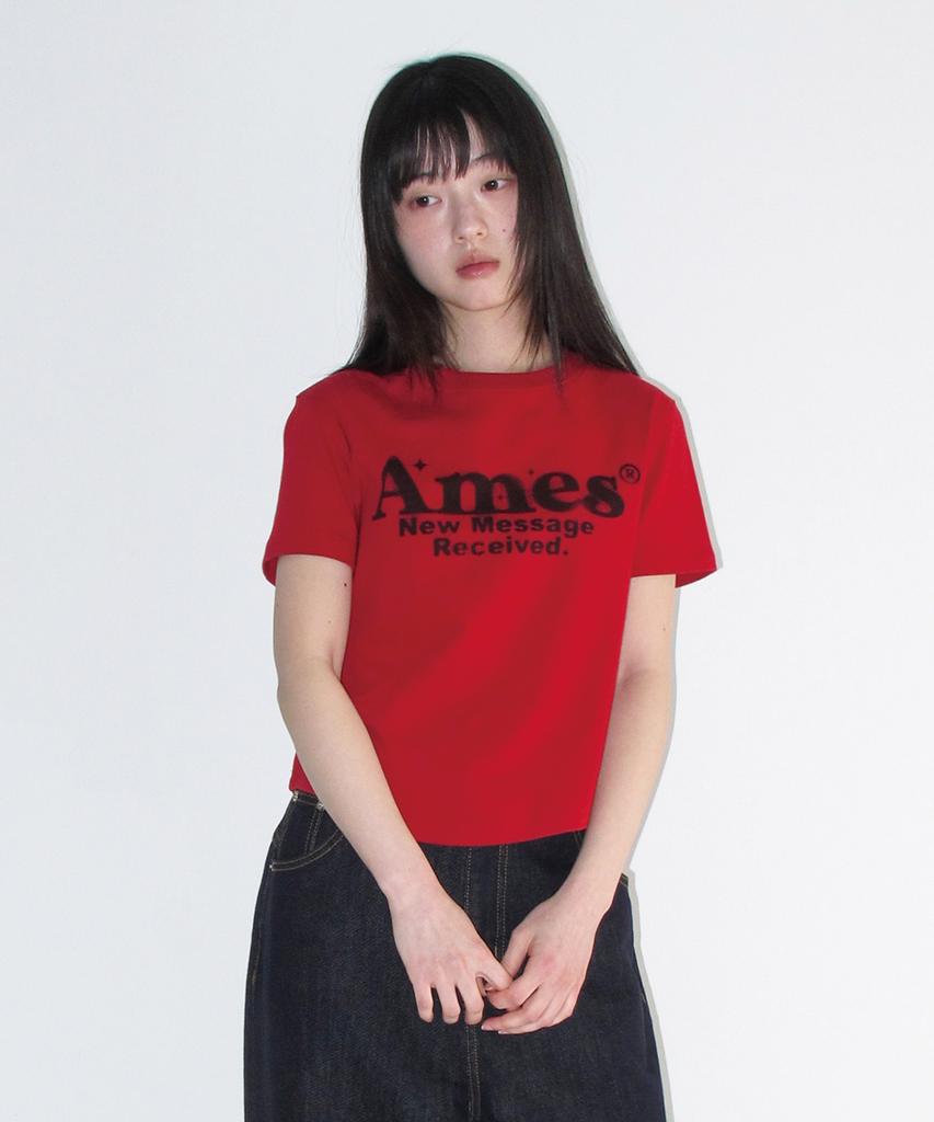 AMES-WORLDWIDE Красная укороченная футболка с круглым подолом
