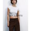 Spring New Women clothes Commuter Leisure Short sleeve Cotton and Modal Blended round Neck Short t-shirt 3641309