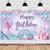 Themed Mermaid Print Design Birthday Decoration Background Cloth For Party Kids