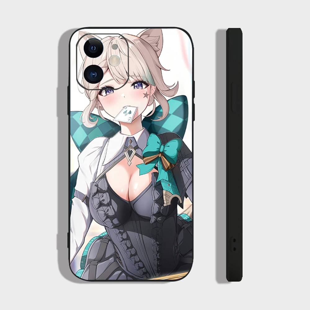Чехол для телефона Lynette Anime Game Genshin Impact для IPhone 17 Air 16 15 14 13 Pro Max 11 12 Черный силиконовый чехол