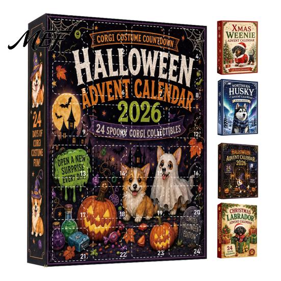 Cute Pet Hanging Pendants 2026 Dog Christmas Advent Calendar, 24-Day Ornaments Countdown Calendar with 24 Pcs 2D Acrylic Figures for Lovers,