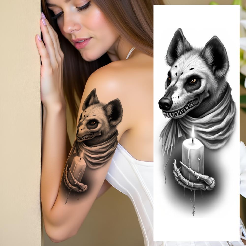 3 шт. Временные татуировки Водонепроницаемые Долговечные Наклейки на тело Лиса со свечой Викинги Череп Дерево Череп Для женщин Руки Бедра