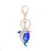 Shiny Waterdrop Rhinestone Dolphin Keychain Pendant Handbag Key Organizer Decor