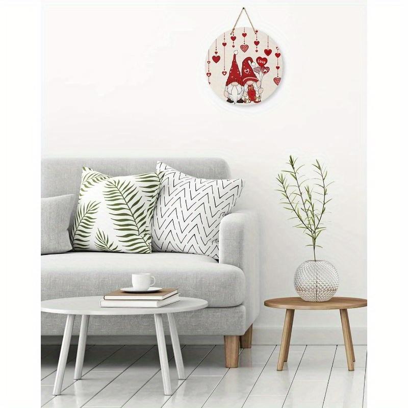 Приветственный знак для декора входной двери, День святого Валентина Гномы Любовь Сердце Деревянная дверная вешалка для наружного крыльца, круглый деревянный венок для внутренней стены