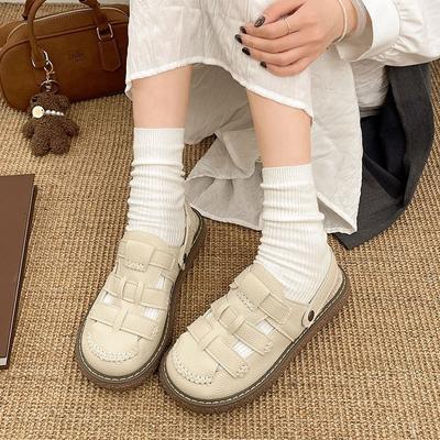 Повседневные и легкие ретро-тапочки-мешки на толстой подошве, женская верхняя одежда, новинка 2025 года, римские сандалии с одной педалью, увеличивающие рост