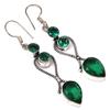 Emerald Quartz Gemstone Handmade Silver Jewelry Earrings 1.5''