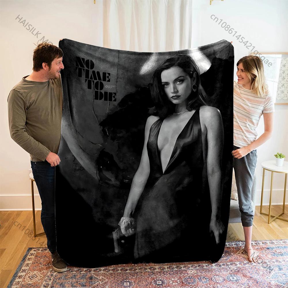 1PC Woman in dark dress holding gun Print Adult Children Warm Blankets Home Travel Car Soft Comfortable Suitable for all seasons