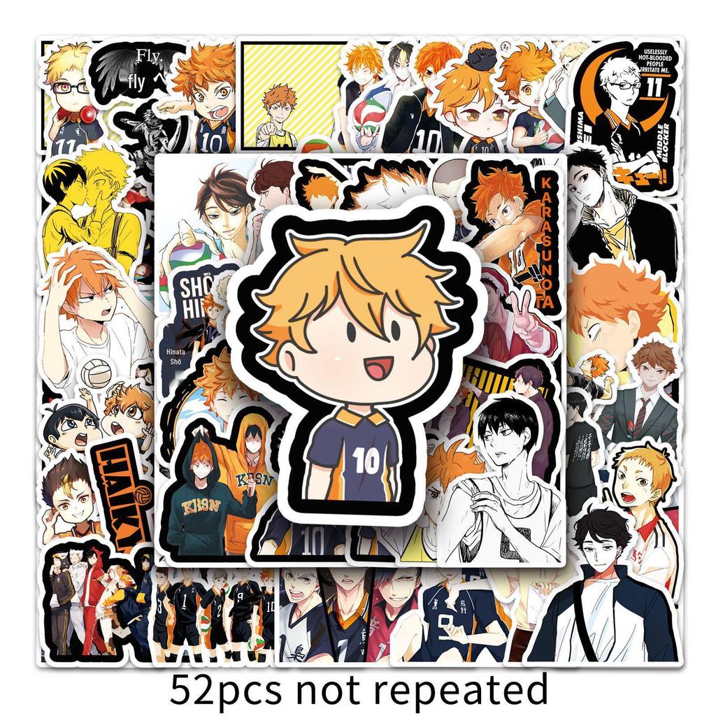 52 Haikyuu Waterproof Cartoon Stickers for Suitcase, Scooter, and Car Decor
