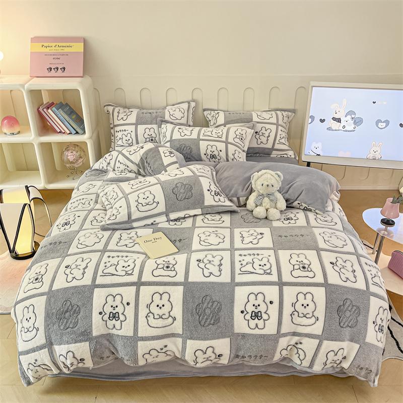 Pink Thick Fleece Flower Duvet Cover For Girls Winter Warm Flannel Quilt Cover 1Pc 150Cm Size Girls' Bedding Funda Nordica Cama