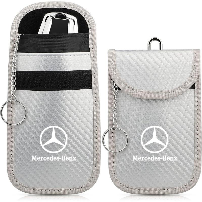 OFK3 Leather Car Key Case Signal Blocker Bag Shielding Pocket For Mercedes Benz W212 W213 W205 W177 W247 W176 CLS