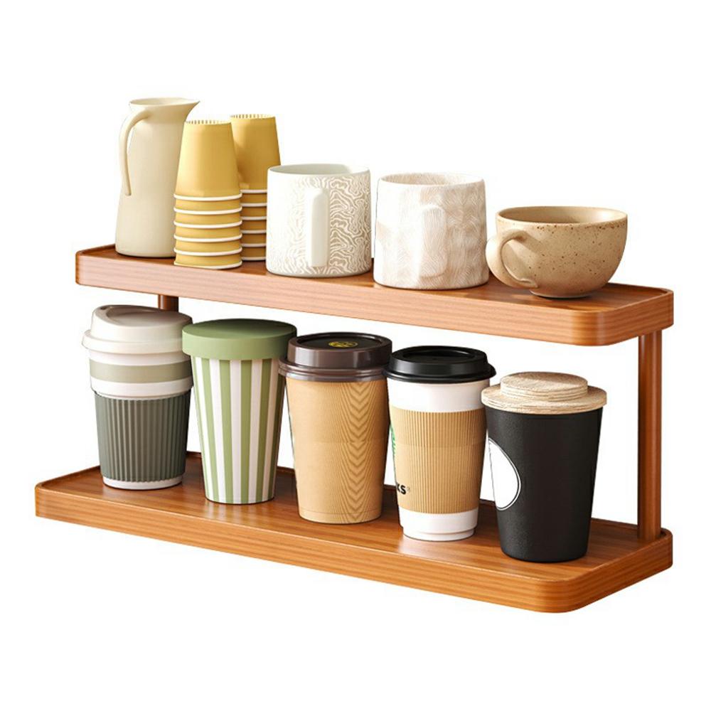 30cm Desktop Cup Organizer Rack 2-Tier Storage Shelf for Tabletop/Workspace/Dining Table Mug/Coffee Cup Holder