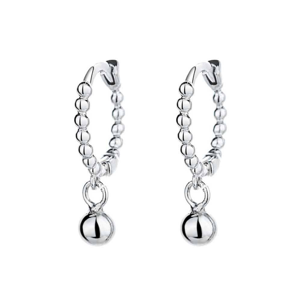 Simple Temperament Beads Korean Copper Fashion Jewelry Stud Earrings Ear Buckle Hoop Earrings
