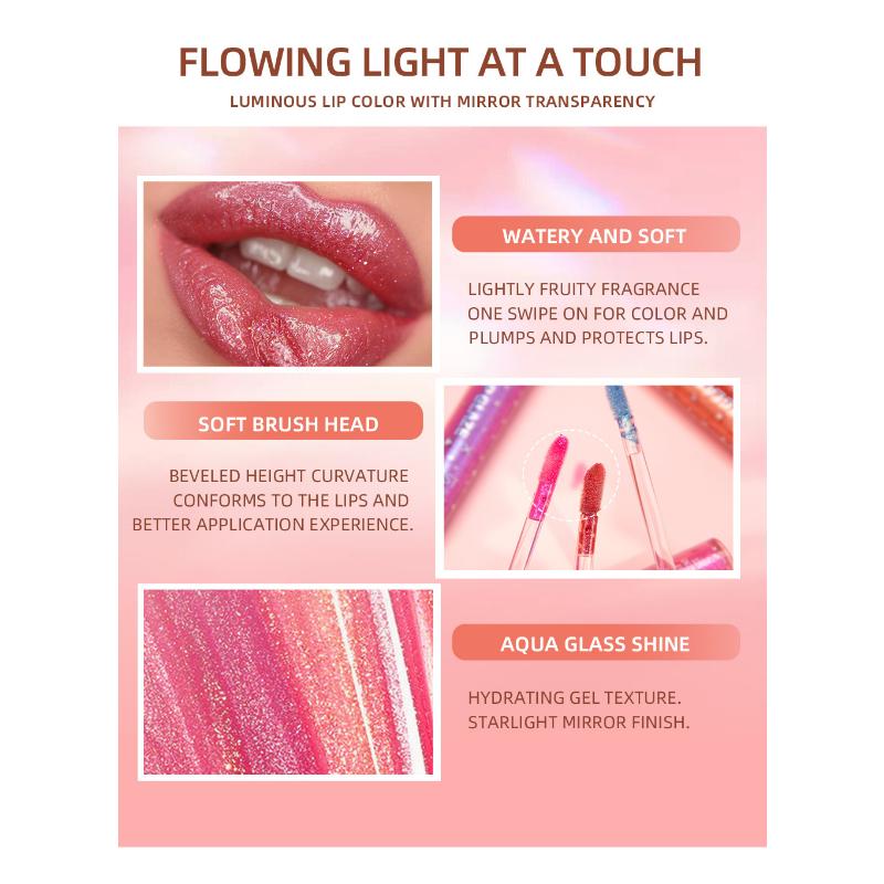 QIBEST Long Lasting Moisturizing People Ji Color Lip Glaze Dazzling Pearl Fine Glitter Shiny Polarized Lip Color Color Lip Glaze