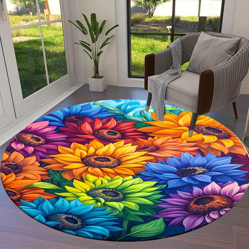 1pc Office Carpet Chair Mats Colorful Sunflowers Garden Perfect for Decorating Office Chairs, Living Rooms, Or Bedrooms.YDT223