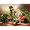 Полный 5D Diy Алмазная картина Девушка собирает цветы Вышивка Крестом Домашний декор Подарок ручной работы