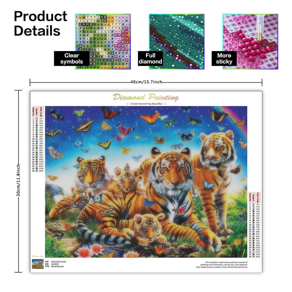 Алмазная картина животное Тигр вышивка крестом бабочка полный комплект мозаичное украшение для дома 30x40 см