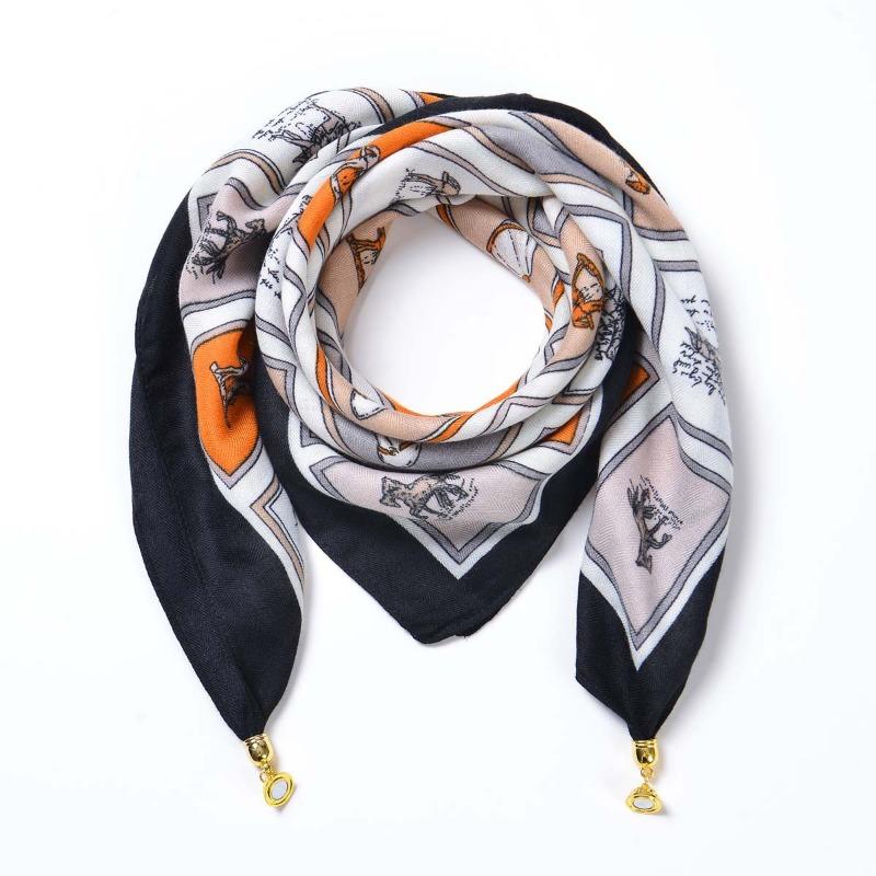 New Multi-functional Magnetic Velvet Neck Protection Small Scarf New Women's Four-season Warm Decoration Fashionable Small Square Scarf