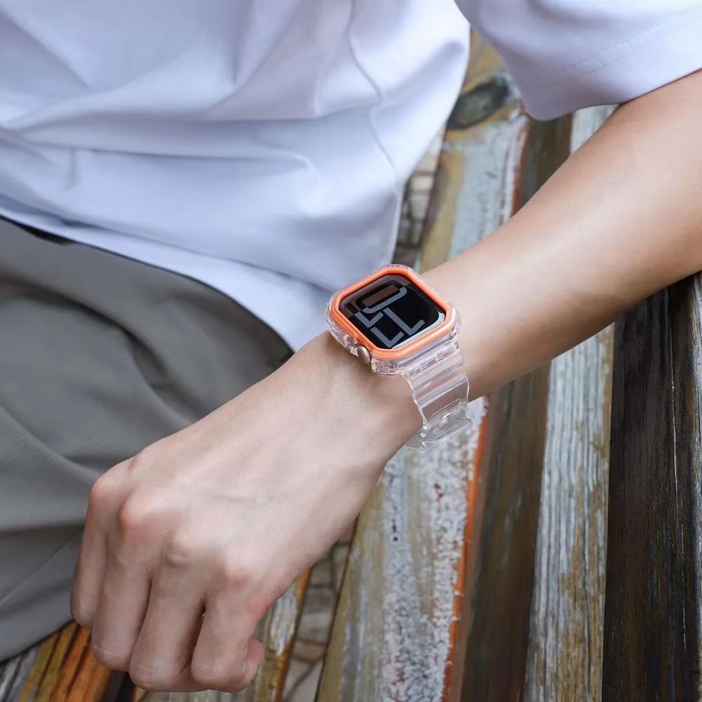 Прозрачный ремешок + корпус для Apple Watch Series S11 10 Цельный ремешок и корпус для iwatch s11 42мм46мм Сменный ремешок