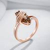 Модное коричневое кольцо винтажного стиля с натуральным цирконом для женщин, уникальная геометрия, цвет розового золота, высокое качество, повседневные украшения